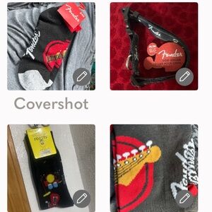 2 pair FENDER Guitar socks +🎸Fender dog collar SzM 13.5”+🎶🥁🎸long🧦